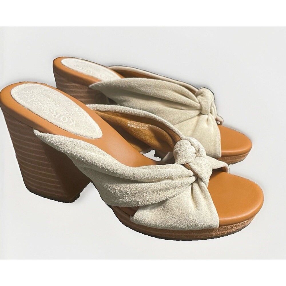 Kork-Ease Womens Beige Tan Suede Knotted Slip On Slide Sandals Size 6M